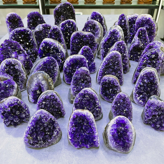 Natural Amethyst Geode Crystal Quartz Cluster Dream Specimen Energy Healing Thunder Egg Wholesale