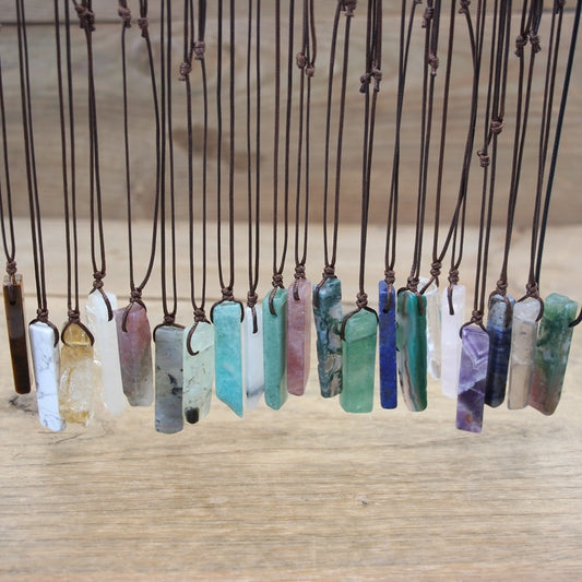 Healing Crystal Natural Stone Slice Pendants Necklace,Reiki Chakra Gmes Quartz Lapis Amethysts Amazonite Women Jewelry,QC3011