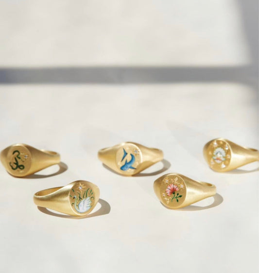 2022 Trendy Painting Snake Flower Rings for Women Stainless Steel Wedding Ring Women Gold Color Couple rings Jewelry Accessories