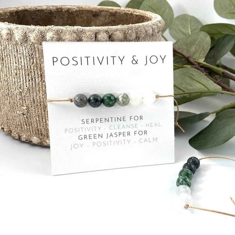 Positivity Wish Bracelet Green Spot Jasper Beads Bracelet Crystal Healing Bracelet for Women Men Positivity Jewelry Gifts