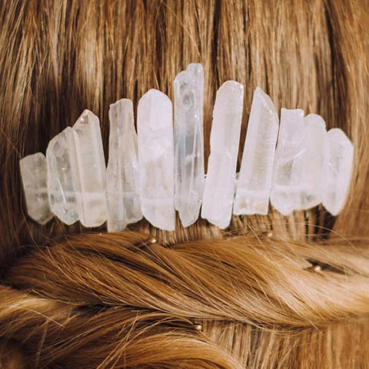 natural transparent crystal rainbow comb comb hairpin crown headdress female lolita bride princess queen headdress