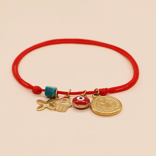 Go2boho Simple Red Rope Charm Bracelets Turkish Evil Eye Luck Coins Bracelet Handmade Jewelry Accessories Adjustable Bangle