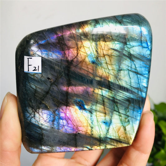 Natural Bule Glittery Labradorite Rock Quartz Crystal Healing Energy Stone Feng Shui Decoration