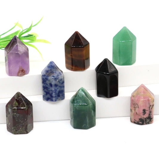 Crystal Hexagonal Prisms Natural Stone Pink Quartz Point Wand Healing Energy Mineral Amethyst Tower Furnishing Home Decoration