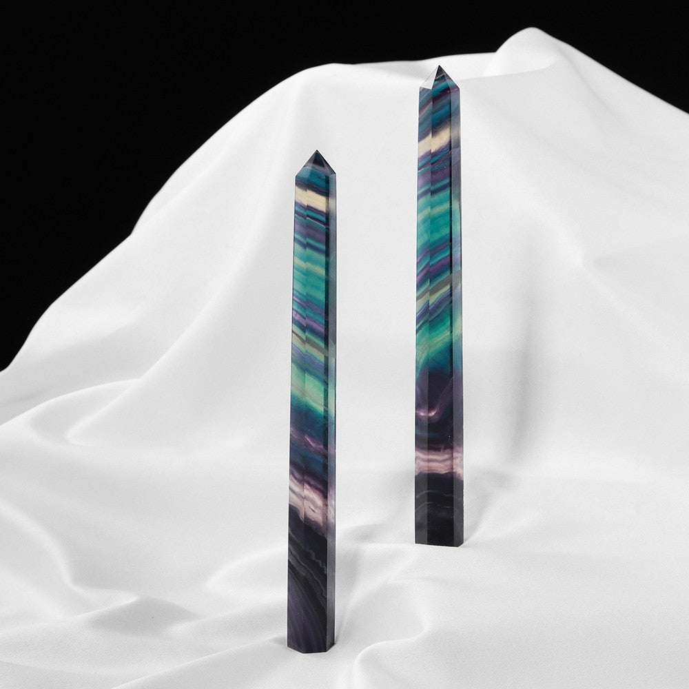 Rainbow Fluorite Tower / Obelisk / Point - Tall Fluorite Tower.