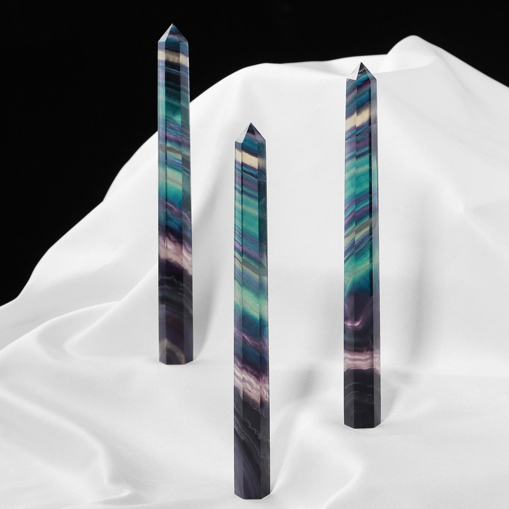 Rainbow Fluorite Tower / Obelisk / Point - Tall Fluorite Tower.