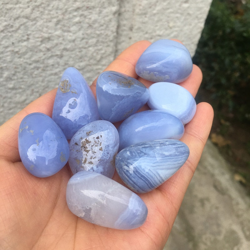 Blue Lace Agate Tumbled Stones - 30-40mm crystals freeshipping - Dara Laine Murray