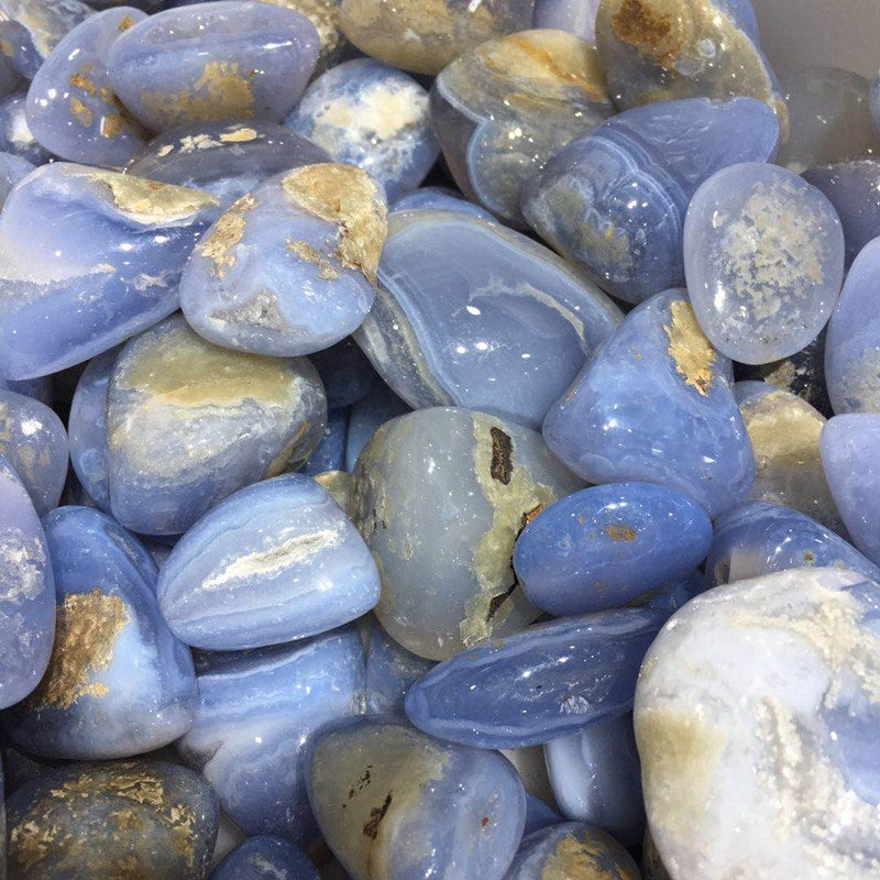 Blue Lace Agate Tumbled Stones - 30-40mm crystals freeshipping - Dara Laine Murray
