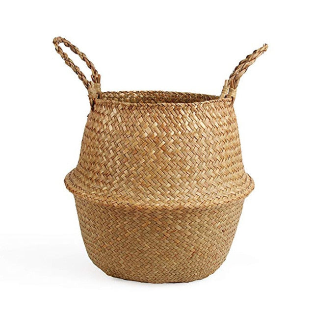 Woven Grass Baskets with Decorative Tassels / Weavings / Macrame