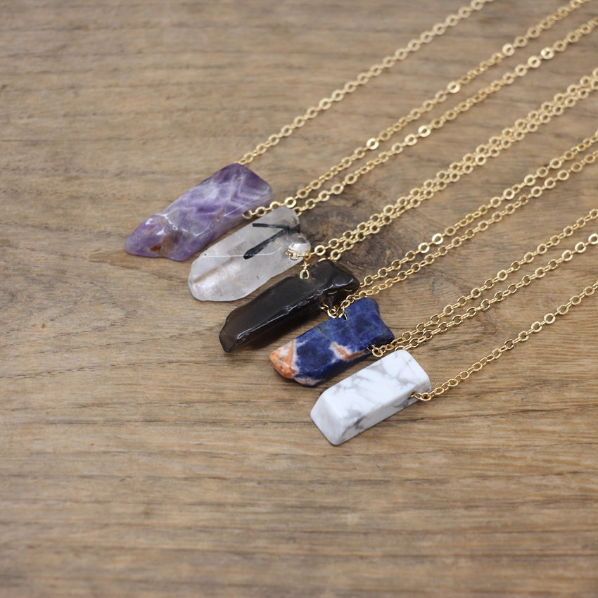 Polished Stone Crystal Slice / Slab Pendants Necklace Crystal Jewelry - Irregular and Natural Shapes