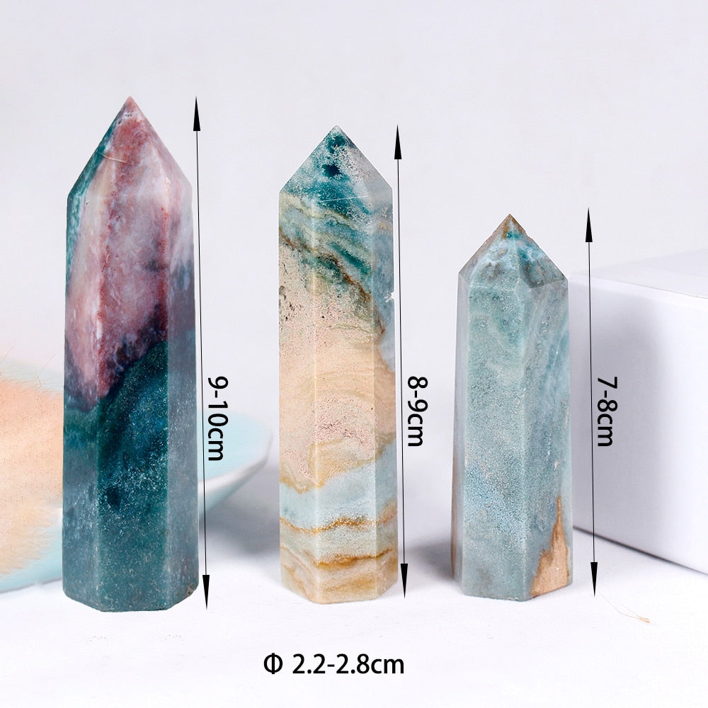 1PC Natural Ocean Jasper Crystal Point Reiki Healing Quartz Energy Stone Hexagonal Magic Wand Home Decoration freeshipping - Dara Laine Murray