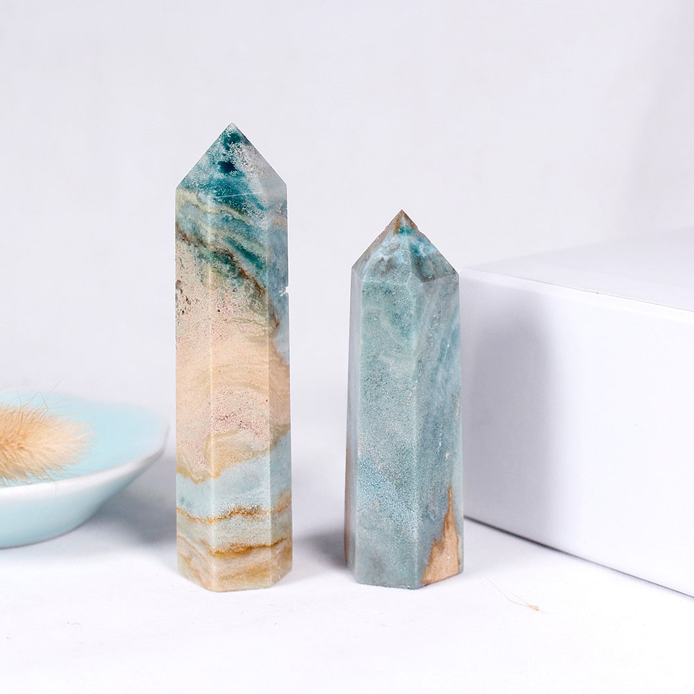 1PC Natural Ocean Jasper Crystal Point Reiki Healing Quartz Energy Stone Hexagonal Magic Wand Home Decoration freeshipping - Dara Laine Murray