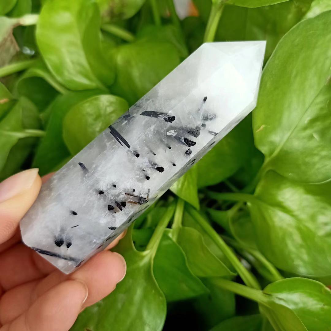 Tourmalized Crystal Quartz - Black Tourmaline Included Quartz Tower / Obelisk / Point freeshipping - Dara Laine Murray