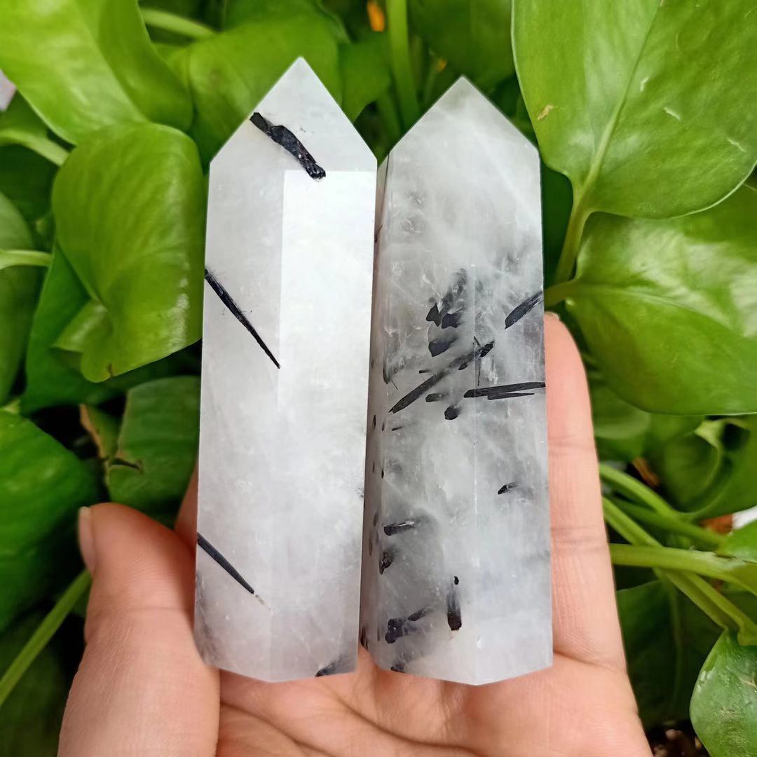 Tourmalized Crystal Quartz - Black Tourmaline Included Quartz Tower / Obelisk / Point freeshipping - Dara Laine Murray