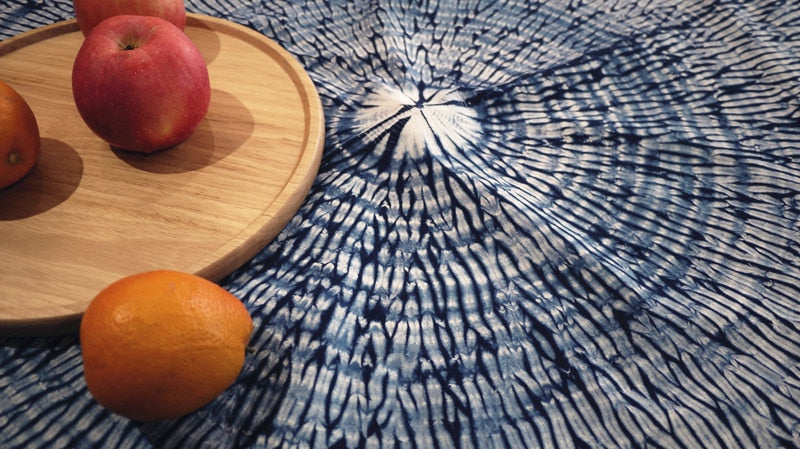 Traditional Shibori Hand Dyed Indigo Fabric Tablecloth / Tapestry - Square freeshipping - Dara Laine Murray