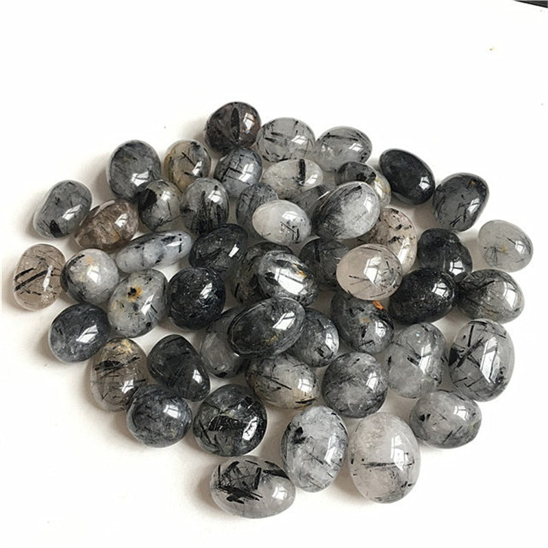 Tourmalized Crystal Quartz (crystal quartz with black tourmaline) Tumbled Stone Crystals freeshipping - Dara Laine Murray