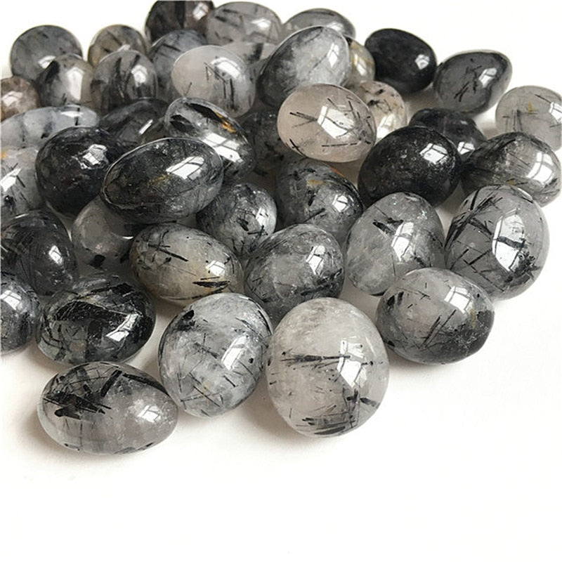 Tourmalized Crystal Quartz (crystal quartz with black tourmaline) Tumbled Stone Crystals freeshipping - Dara Laine Murray