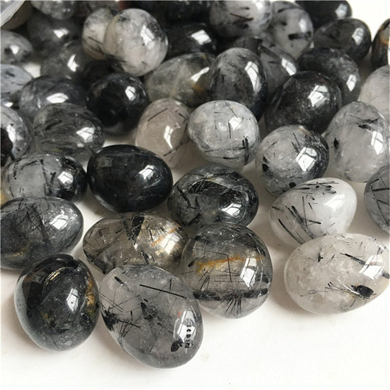 Tourmalized Crystal Quartz (crystal quartz with black tourmaline) Tumbled Stone Crystals freeshipping - Dara Laine Murray