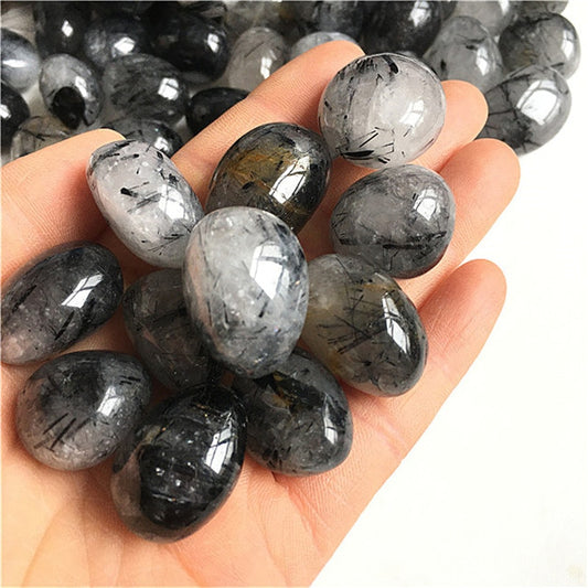 Tourmalized Crystal Quartz (crystal quartz with black tourmaline) Tumbled Stone Crystals freeshipping - Dara Laine Murray