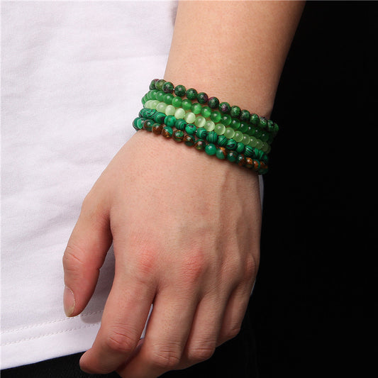 The Green Collection - A collection of green crystal bracelets for luck, abundance, and growth
